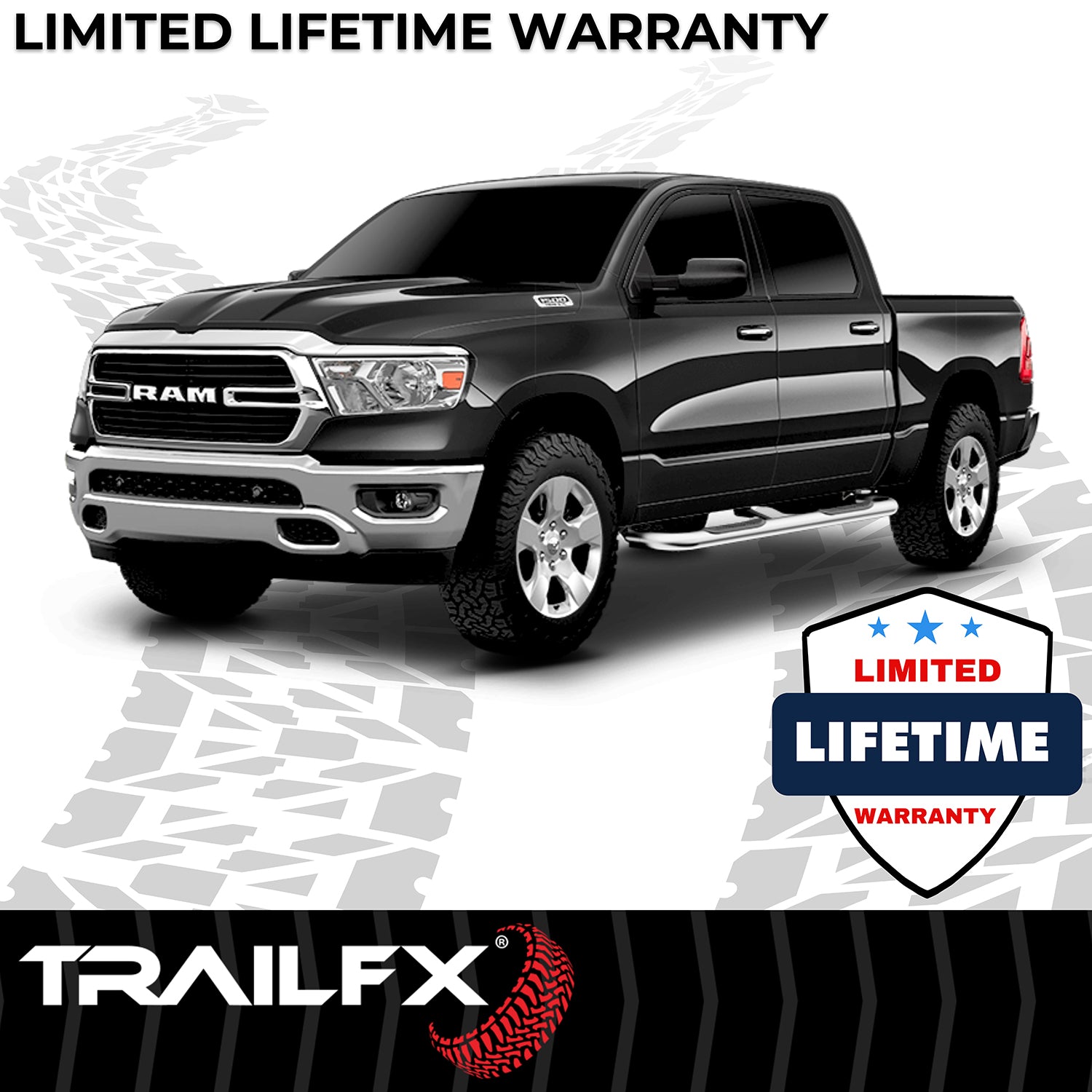 With Step Pads 3 In Round Bent 90 Degree Pol Stainless Steel Without End Caps Ro by TrailFX