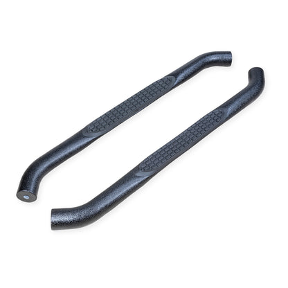 With Step Pads 3 In Round Bent 90 Degree Powder Coated Black Steel Without End C by TrailFX