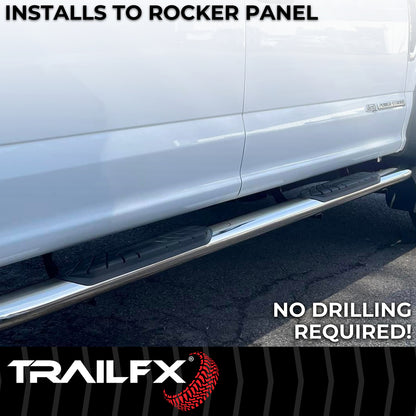 4 Inch Oval Bent Pol Stainless Steel Rocker Panel Mount by TrailFX