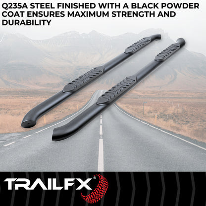 4 Inch Oval Bent Powder Coated Titanium Black Mild Steel Rocker Panel Mount by TrailFX