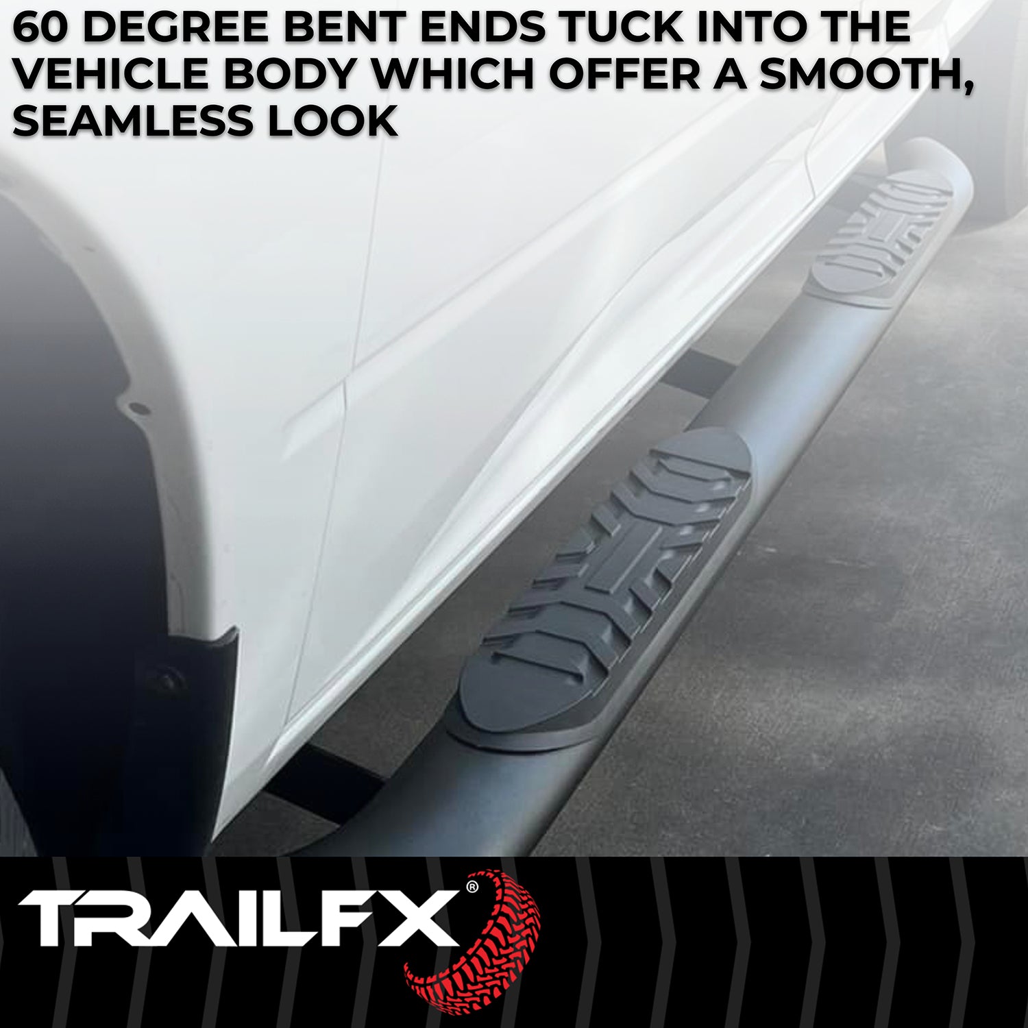 4 Inch Oval Bent Powder Coated Titanium Black Mild Steel Rocker Panel Mount by TrailFX