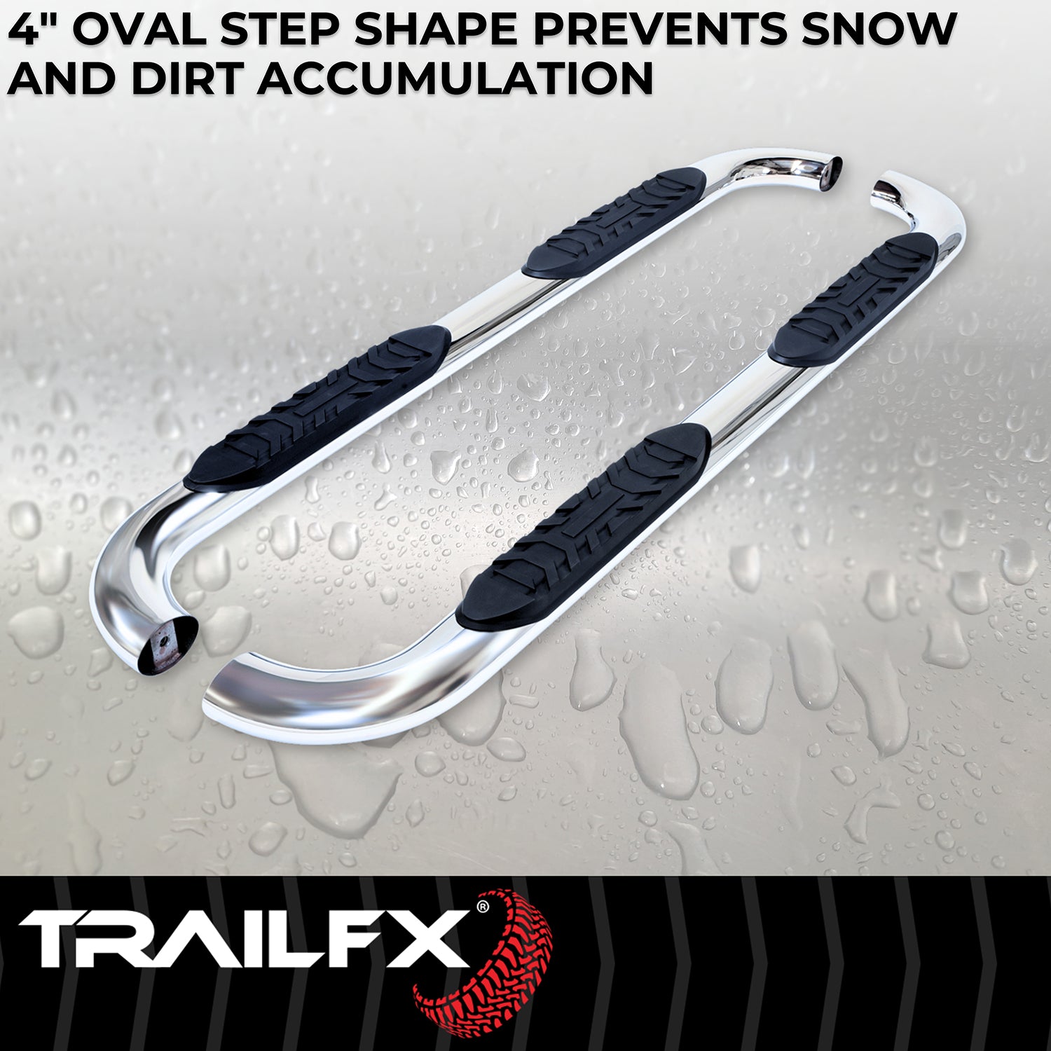 4 Inch Oval Bent Pol Stainless Steel Rocker Panel Mount by TrailFX