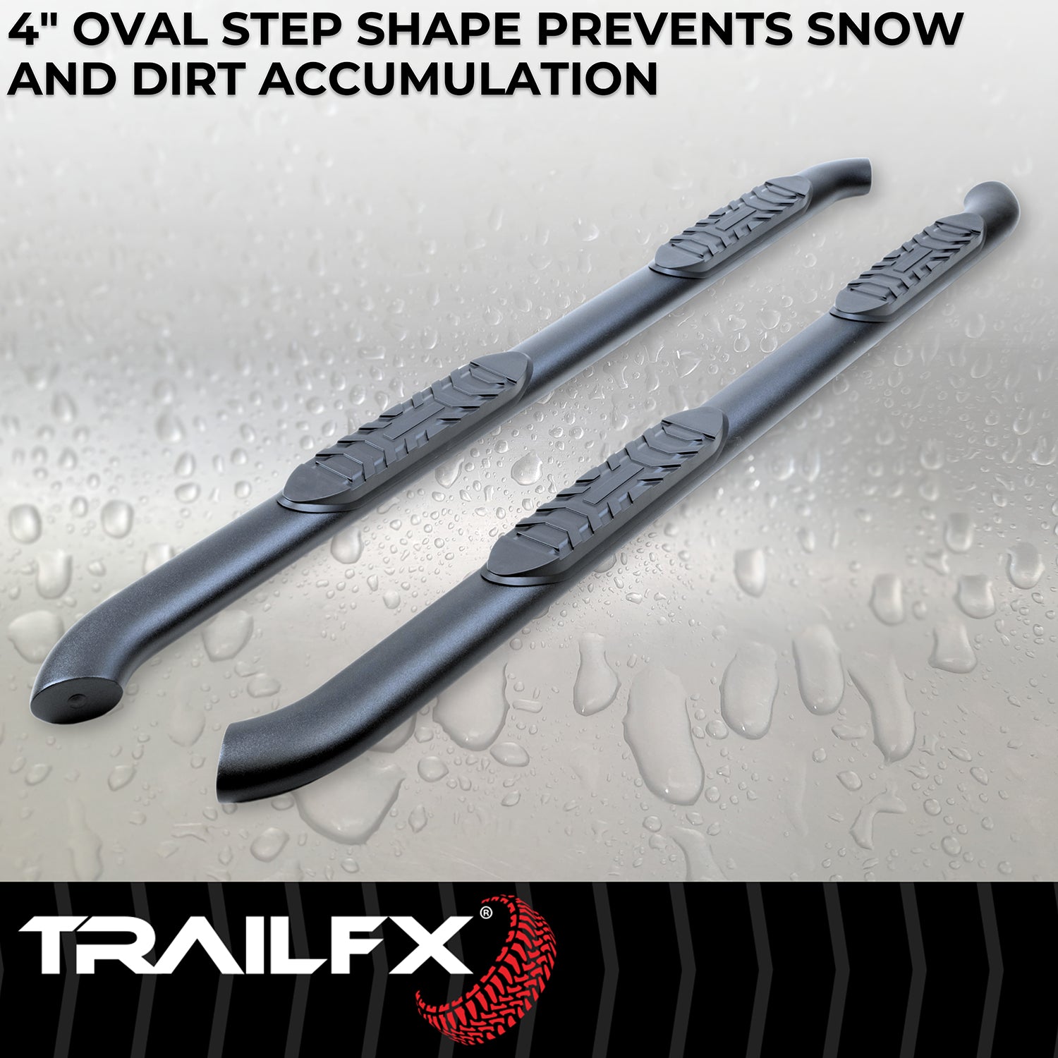 4 Inch Oval Bent Powder Coated Titanium Black Mild Steel Rocker Panel Mount by TrailFX