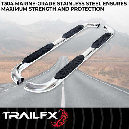4 Inch Oval Bent Pol Stainless Steel Rocker Panel Mount by TrailFX