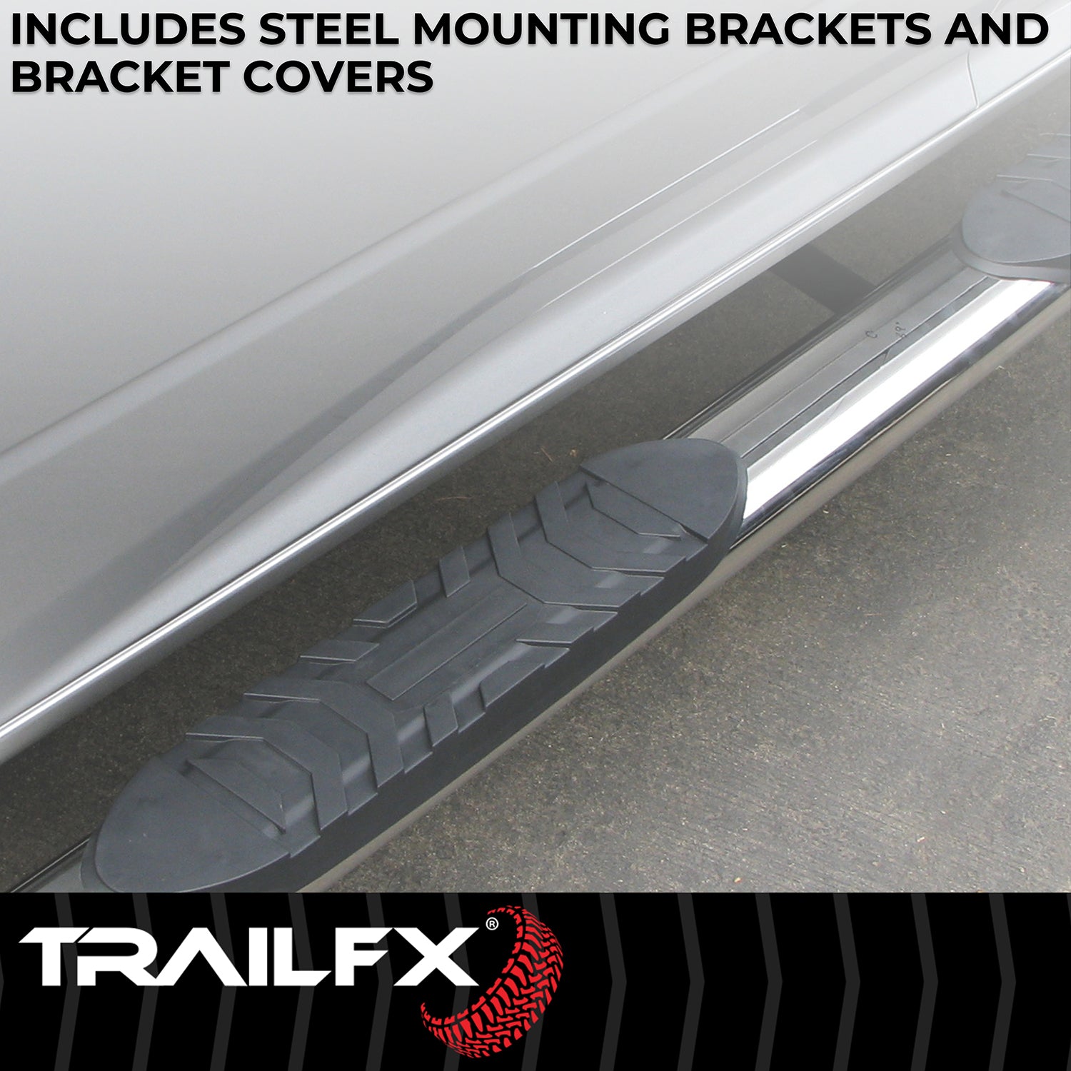 4 Inch Oval Bent Pol Stainless Steel Rocker Panel Mount by TrailFX