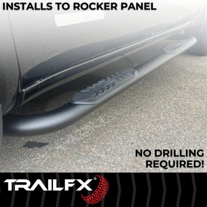4 Inch Oval Bent Powder Coated Titanium Black Mild Steel Rocker Panel Mount by TrailFX