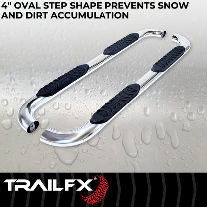 4 Inch Oval Bent Pol Stainless Steel Rocker Panel Mount by TrailFX