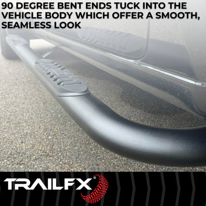 With Step Pads 4 In Oval Bent Powder Coated Titanium Black Mild Steel With Welde by TrailFX