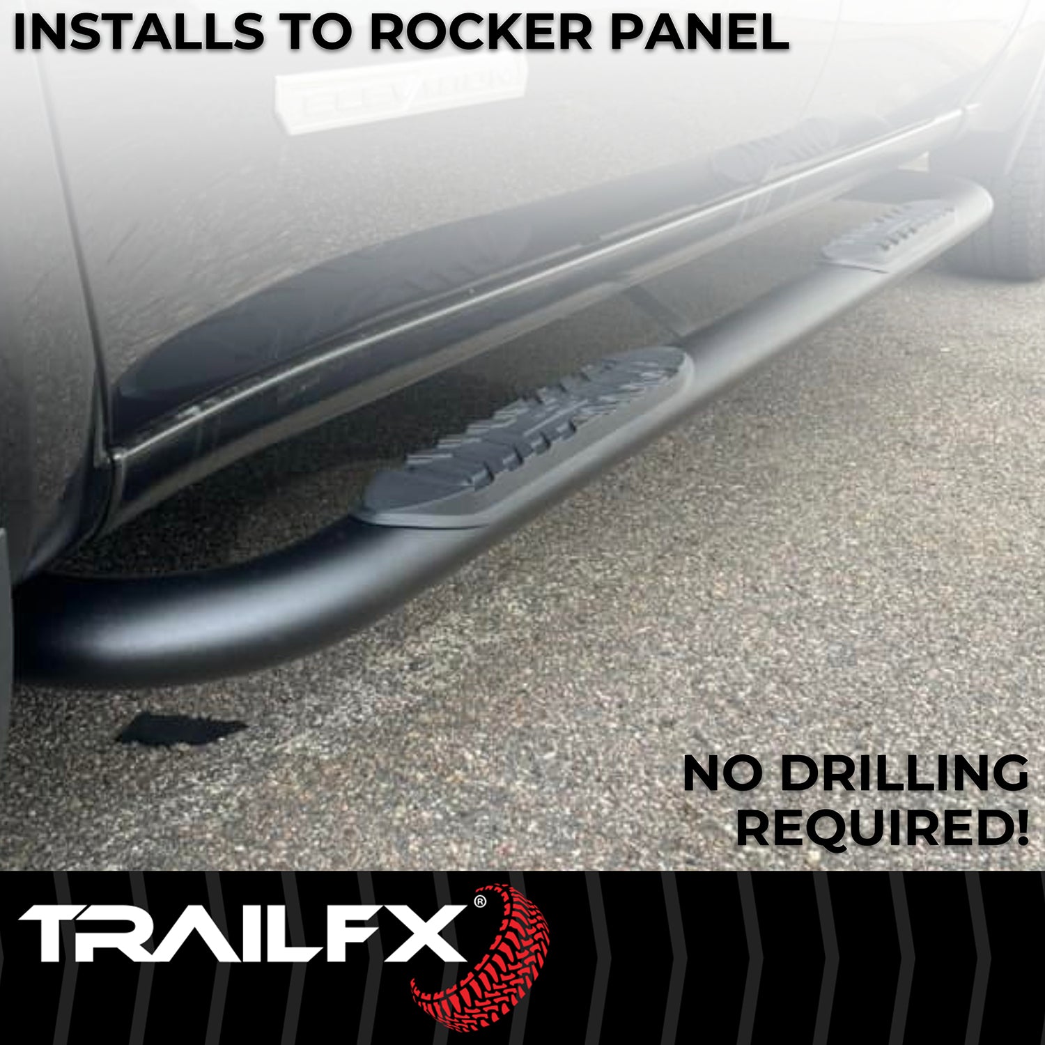 With Step Pads 4 In Oval Bent Powder Coated Titanium Black Mild Steel With Welde by TrailFX