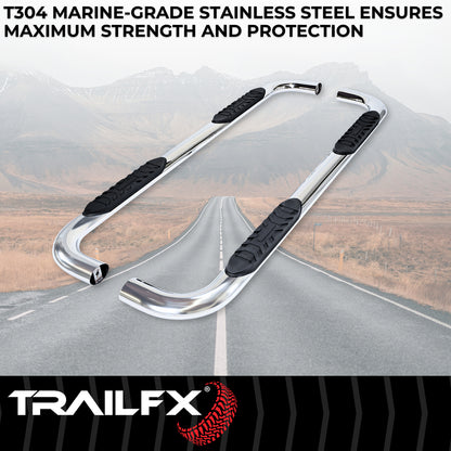 With Step Pads 4 In Oval Bent Pol Stainless Steel With Welded End Caps Frame Bod by TrailFX