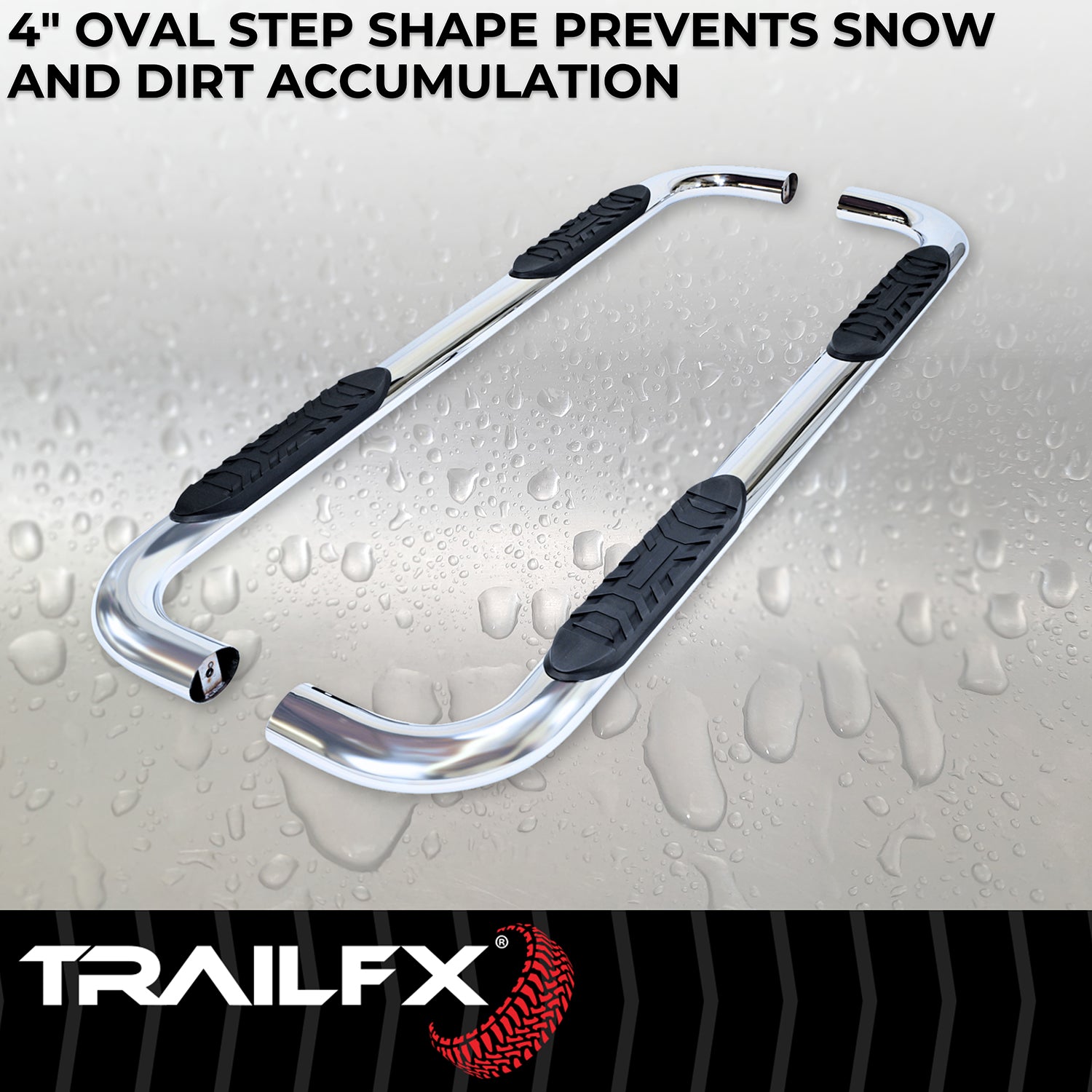 With Step Pads 4 In Oval Bent Pol Stainless Steel With Welded End Caps Frame Bod by TrailFX