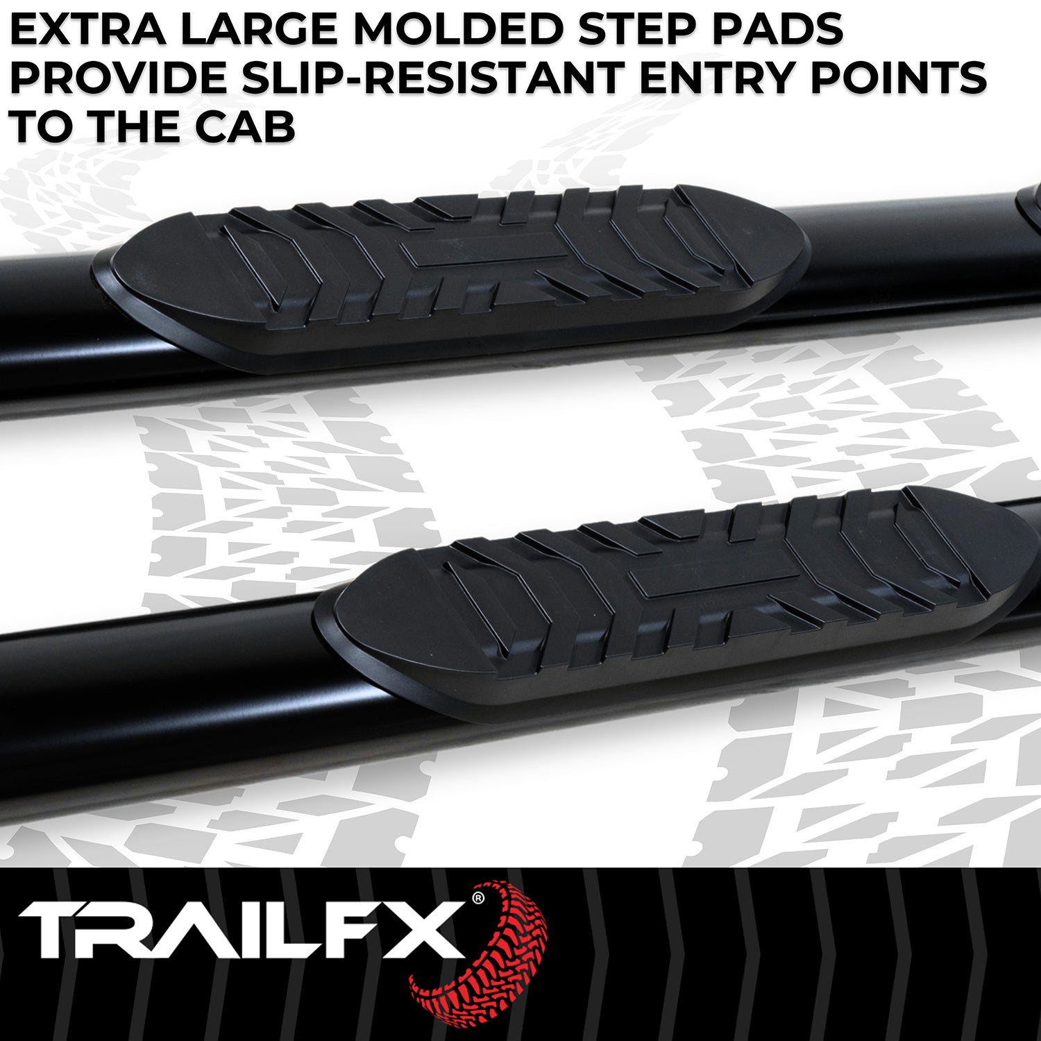4 Inch Oval Straight Powder Coated Black Mild Steel Rocker Panel Mount by TrailFX