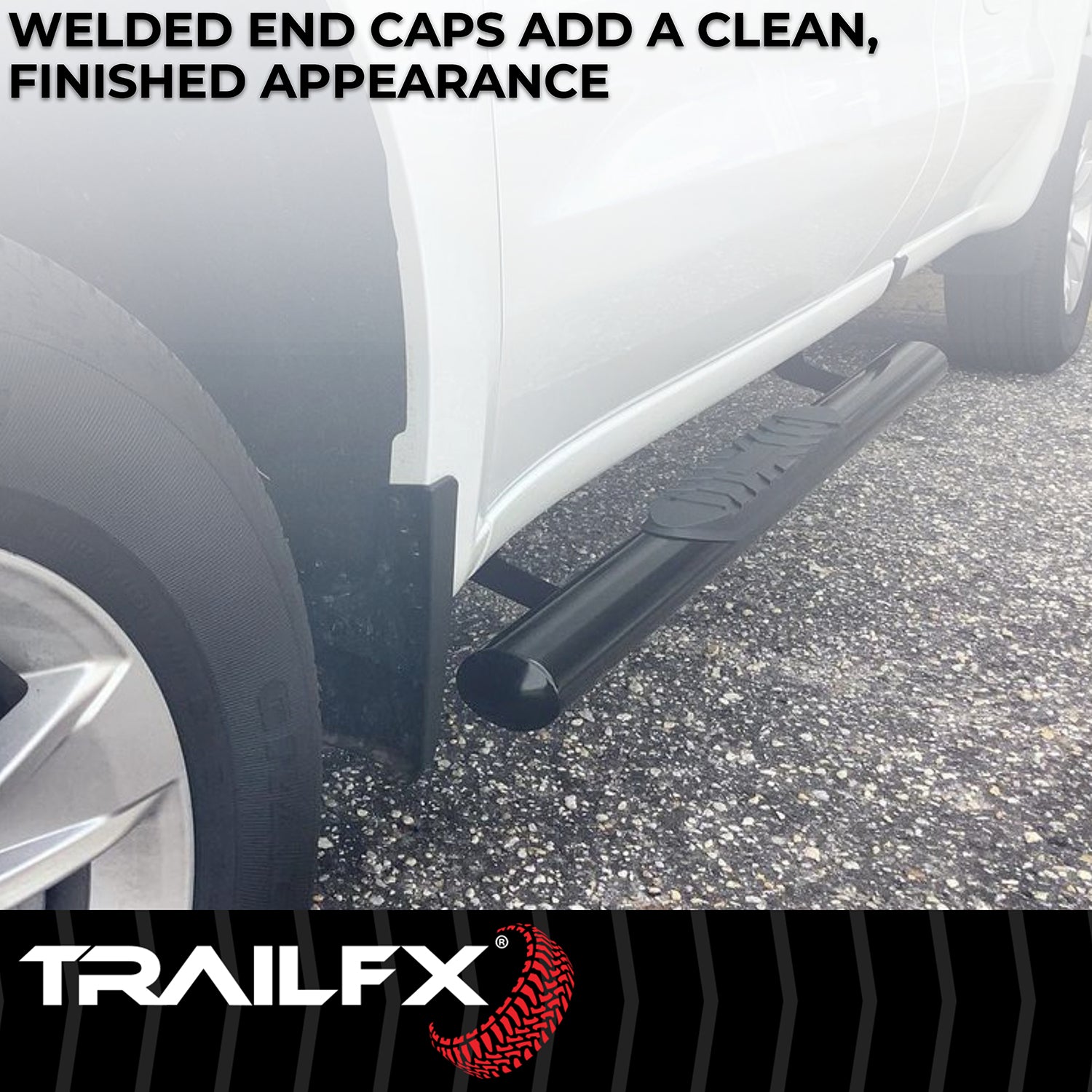 4 Inch Oval Straight Powder Coated Black Mild Steel Rocker Panel Mount by TrailFX