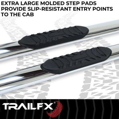 4 Inch Oval Straight Pol Stainless Steel Rocker Panel Mount by TrailFX