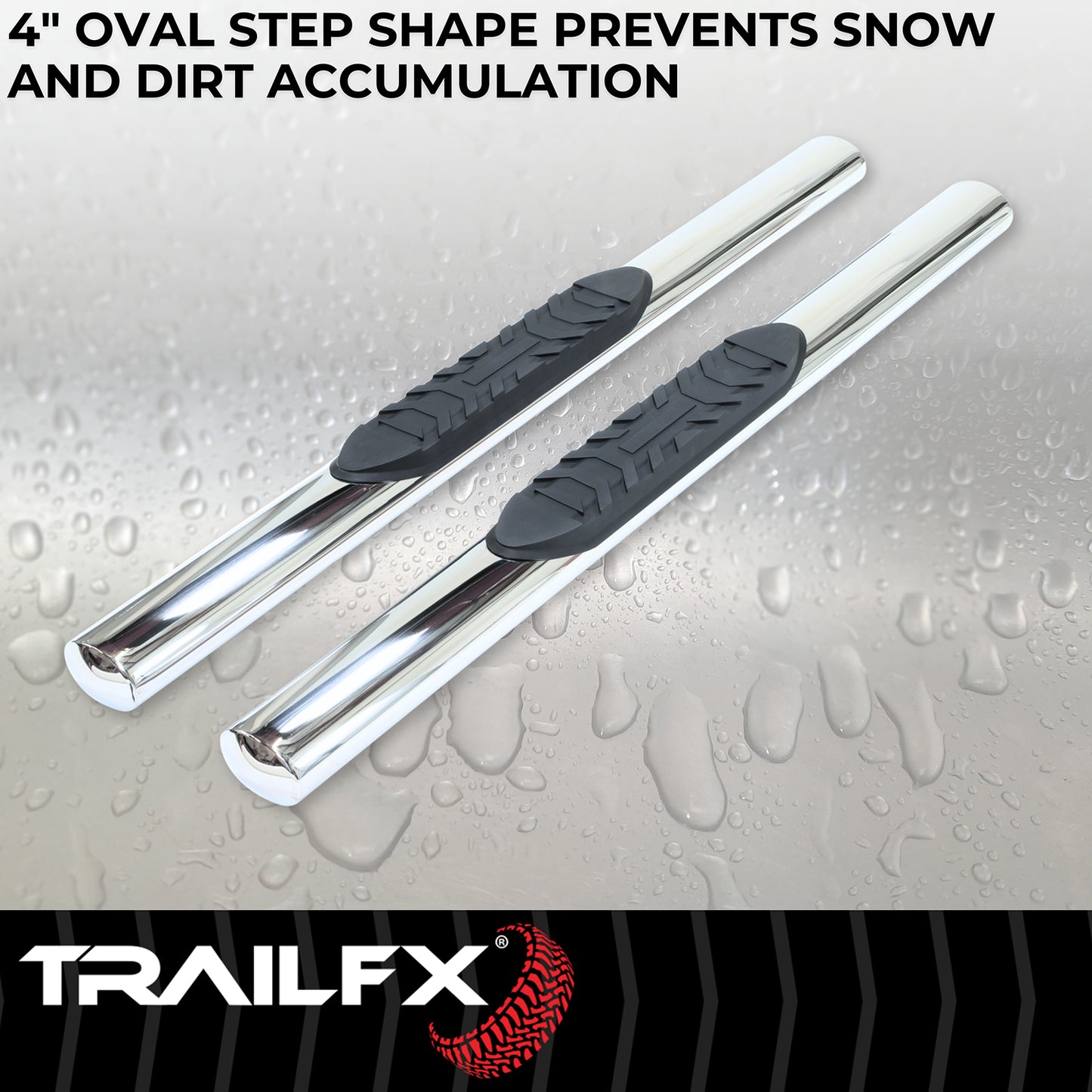 4 Inch Oval Straight Pol Stainless Steel Rocker Panel Mount by TrailFX