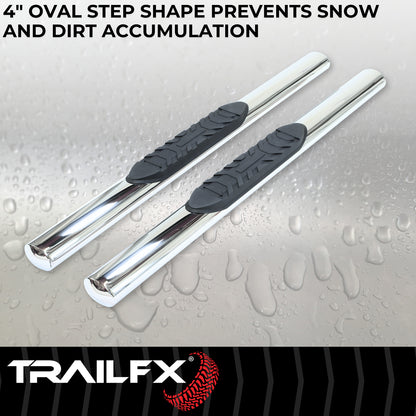 4 Inch Oval Straight Pol Stainless Steel Rocker Panel Mount by TrailFX