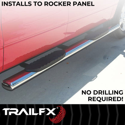 4 Inch Oval Straight Pol Stainless Steel Rocker Panel Mount by TrailFX