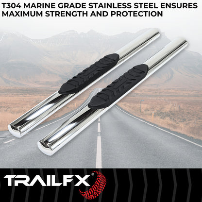 4 Inch Oval Straight Pol Stainless Steel Rocker Panel Mount by TrailFX