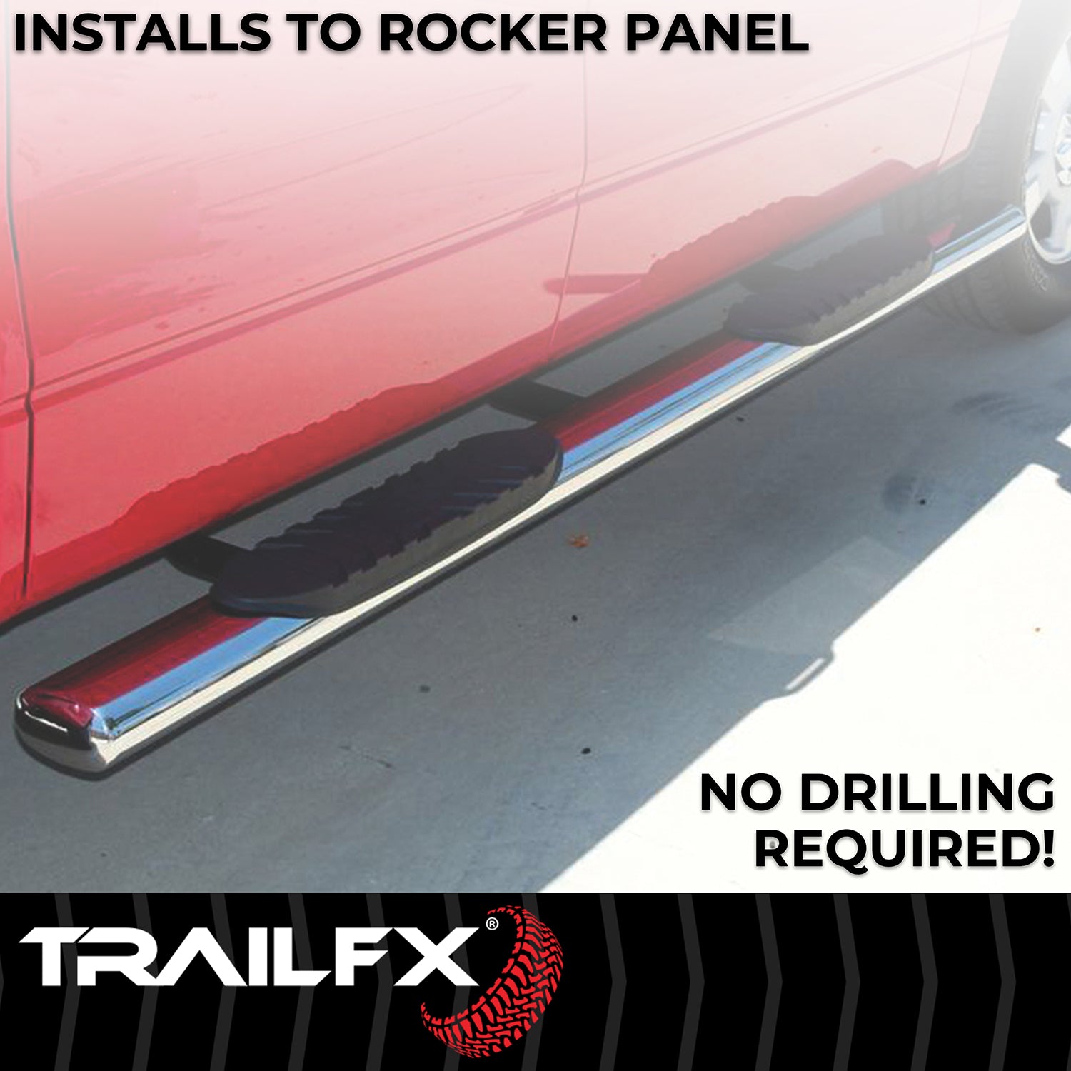 4 Inch Oval Straight Pol Stainless Steel Rocker Panel Mount by TrailFX