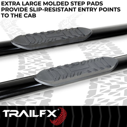 With Step Pads 4 In Oval Straight Powder Coated Black Mild Steel With Welded End by TrailFX