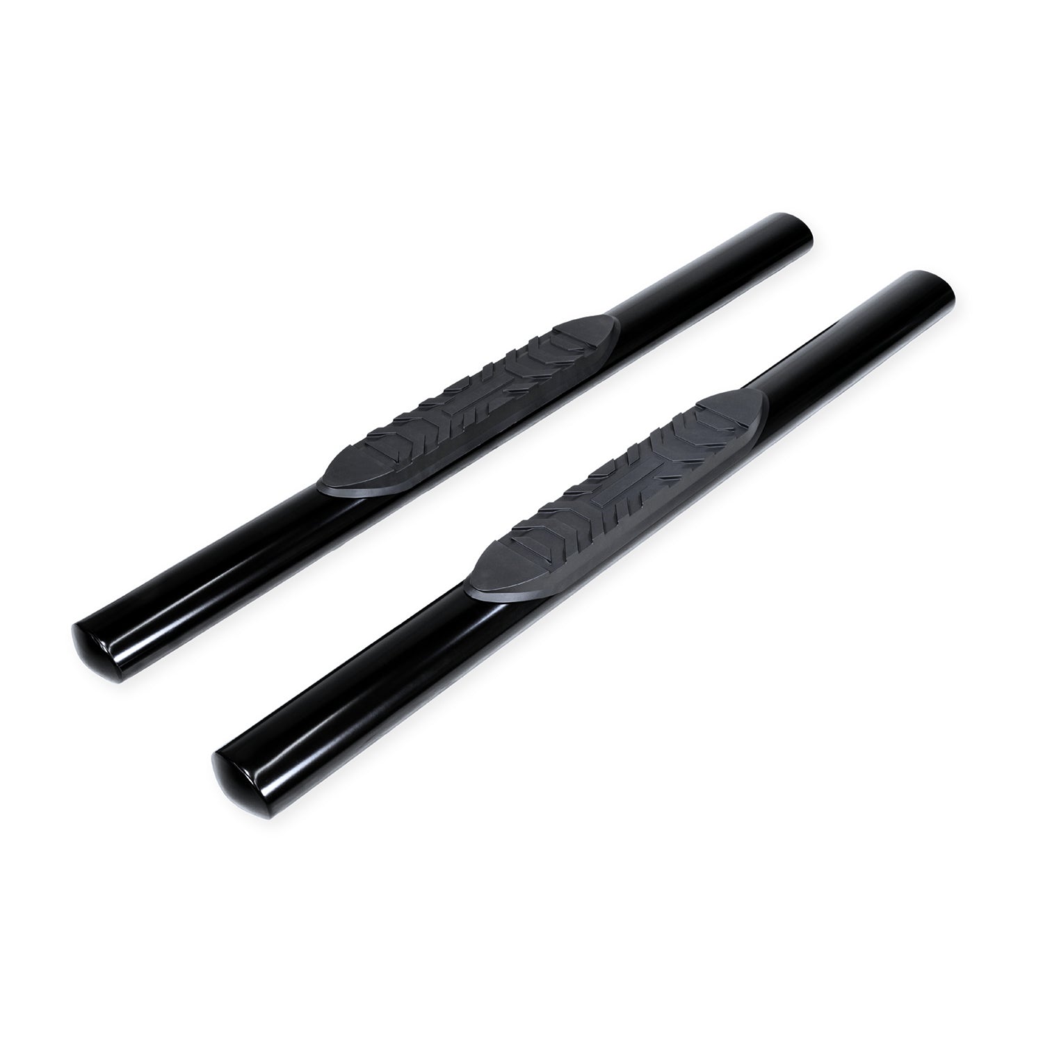 With Step Pads 4 In Oval Straight Powder Coated Black Mild Steel With Welded End by TrailFX