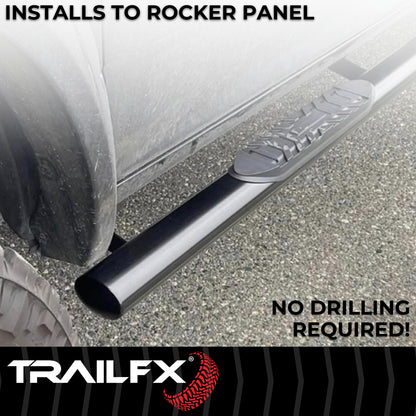 With Step Pads 4 In Oval Straight Powder Coated Black Mild Steel With Welded End by TrailFX