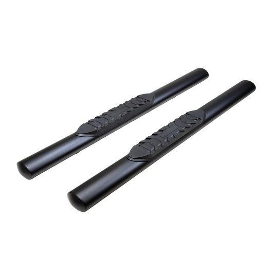 With Step Pads 4 In Oval Straight Powder Coated Black Mild Steel With Welded End by TrailFX