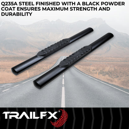 With Step Pads 4 In Oval Straight Powder Coated Black Mild Steel With Welded End by TrailFX
