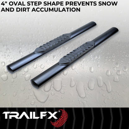 With Step Pads 4 In Oval Straight Powder Coated Black Mild Steel With Welded End by TrailFX