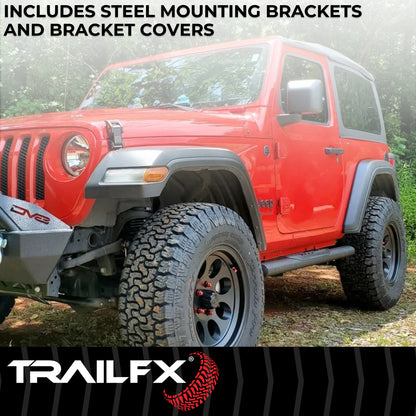 With Step Pads 4 In Oval Straight Powder Coated Black Mild Steel With Welded End by TrailFX