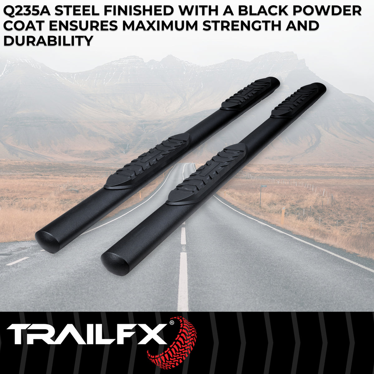 4 Inch Oval Straight, Rocker Panel Mount by TrailFX