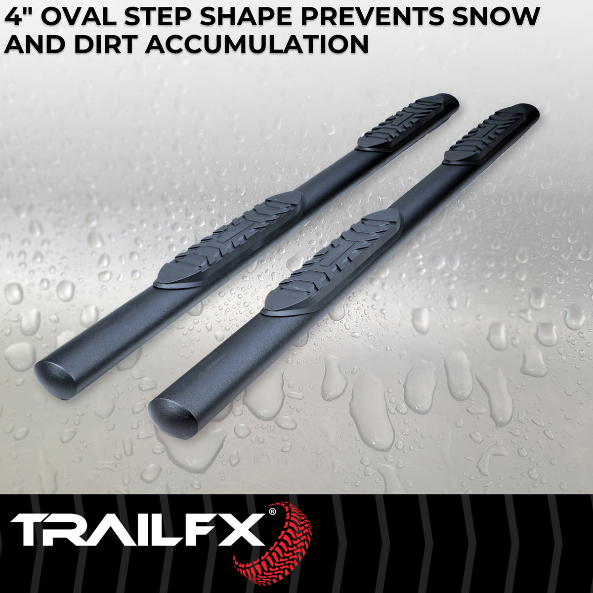 4 Inch Oval Straight, Rocker Panel Mount by TrailFX