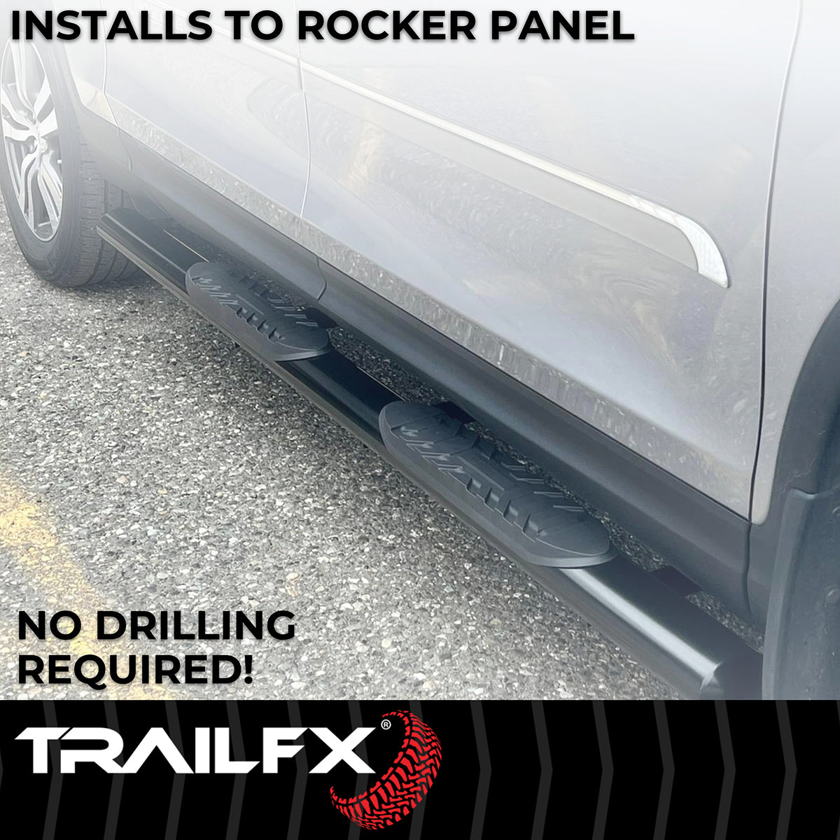 4 Inch Oval Straight, Rocker Panel Mount by TrailFX
