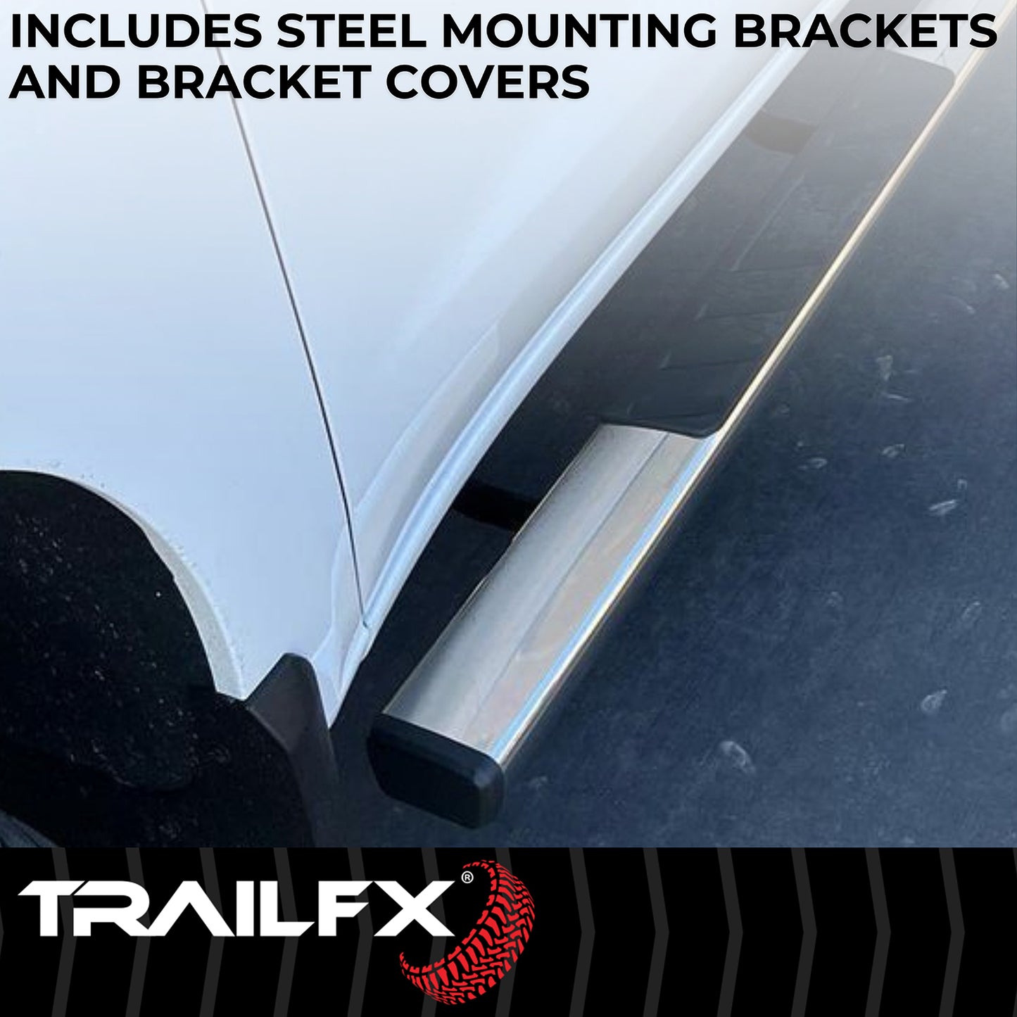 4 Inch Trapezoid Straight Pol Stainless Steel Plastic End Caps by TrailFX