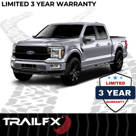 4 Inch Trapezoid Straight Pwdr Ctd Titanium Black Steel Plastic End Caps by TrailFX