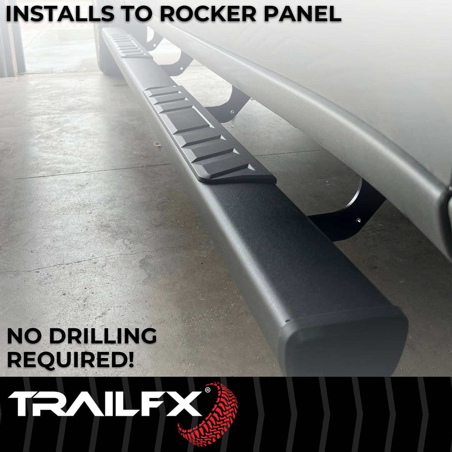 4 Inch Trapezoid Straight Pwdr Ctd Titanium Black Steel Plastic End Caps by TrailFX