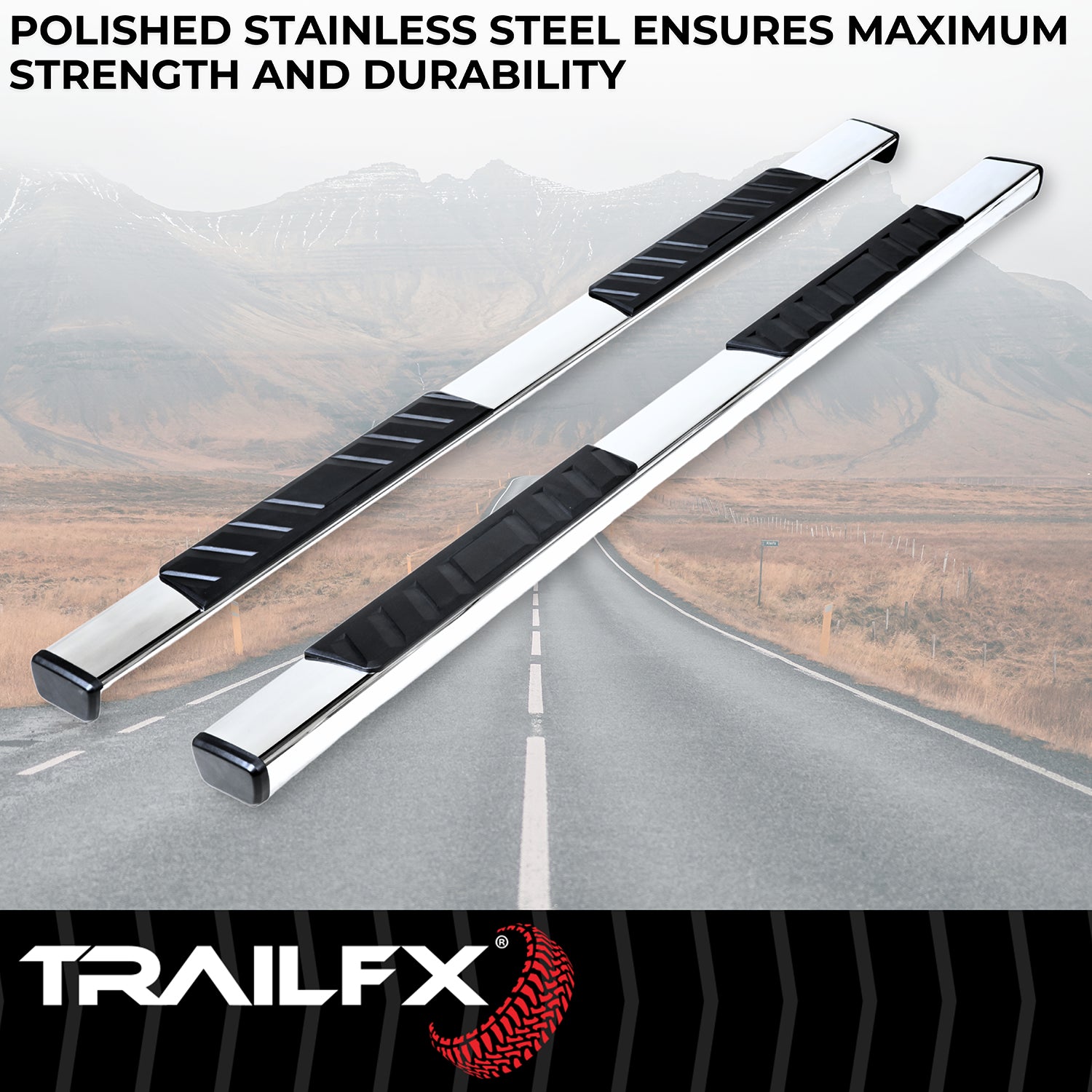 4 Inch Trapezoid Straight Pol Stainless Steel Plastic End Caps by TrailFX