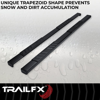 With Step Pads 4 In Trapezoidal Straight Powder Coated Titanium Black Steel With by TrailFX
