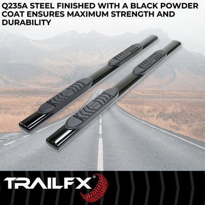 5 Inch Oval Straight Powder Coated Black Steel Rocker Panel Mount by TrailFX