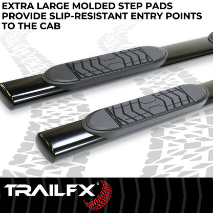 5 Inch Oval Straight Powder Coated Black Steel Rocker Panel Mount by TrailFX