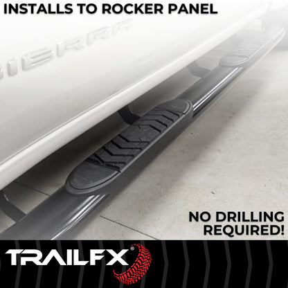 5 Inch Oval Straight Powder Coated Black Steel Rocker Panel Mount by TrailFX