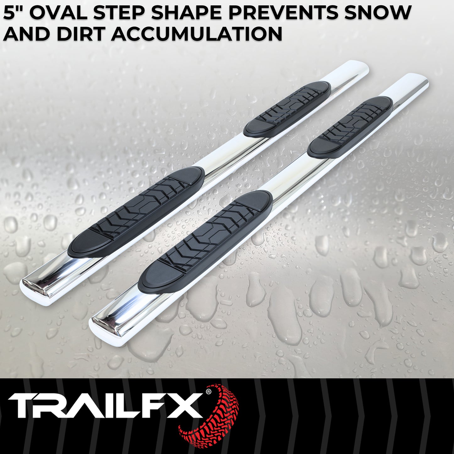 5 Inch Oval Straight Pol Stainless Steel Rocker Panel Mount by TrailFX