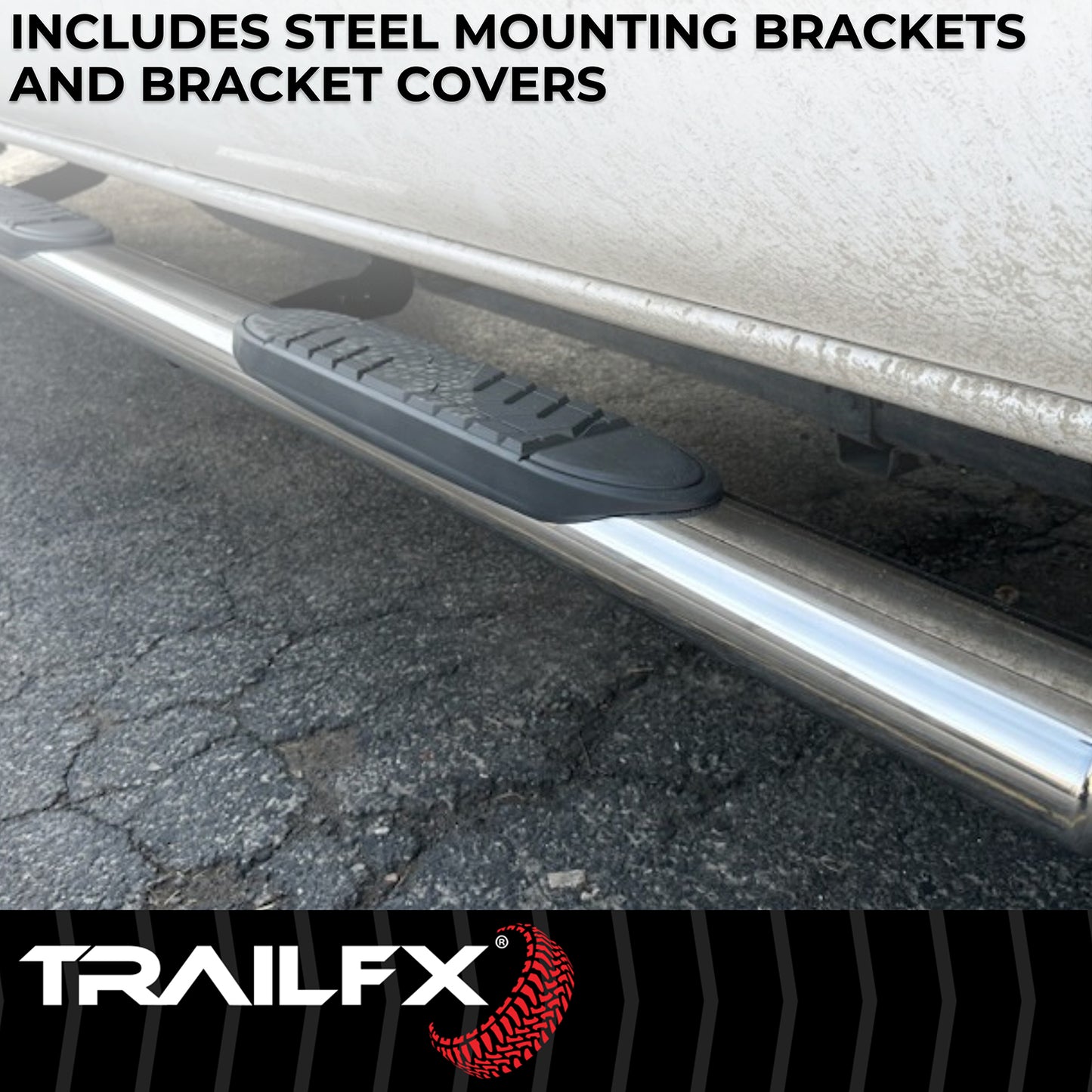 5 Inch Oval Straight Pol Stainless Steel Rocker Panel Mount by TrailFX