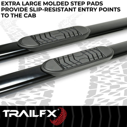 5 Inch Oval Straight Powder Coated Black Steel Rocker Panel Mount by TrailFX