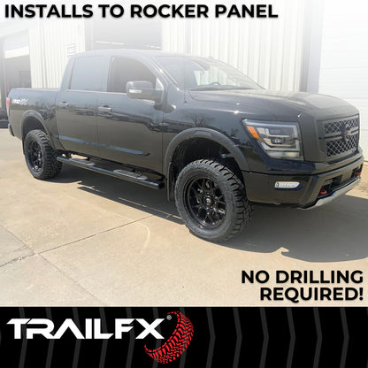 5 Inch Oval Straight Powder Coated Black Steel Rocker Panel Mount by TrailFX