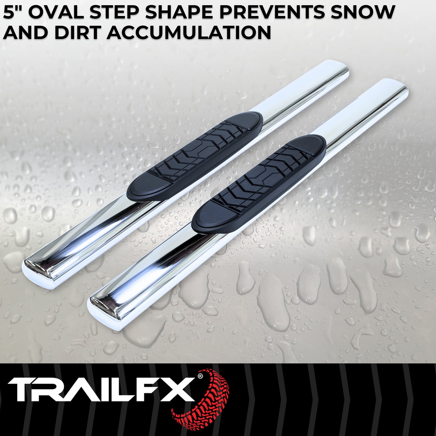 5 Inch Oval Straight Pol Stainless Steel Rocker Panel Mount by TrailFX
