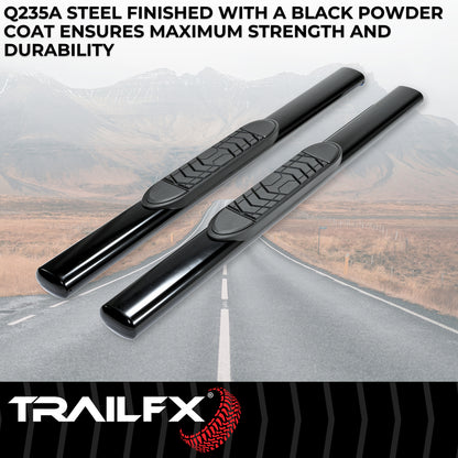 5 Inch Oval Straight Powder Coated Black Steel Rocker Panel Mount by TrailFX