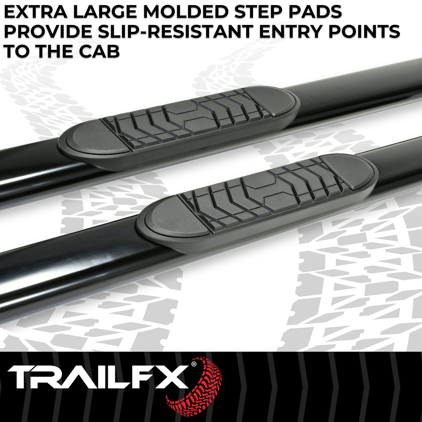5 Inch Oval Straight Powder Coated Black Steel Rocker Panel Mount by TrailFX