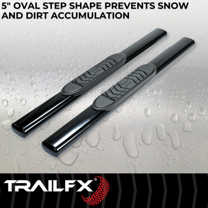 5 Inch Oval Straight Powder Coated Black Steel Rocker Panel Mount by TrailFX