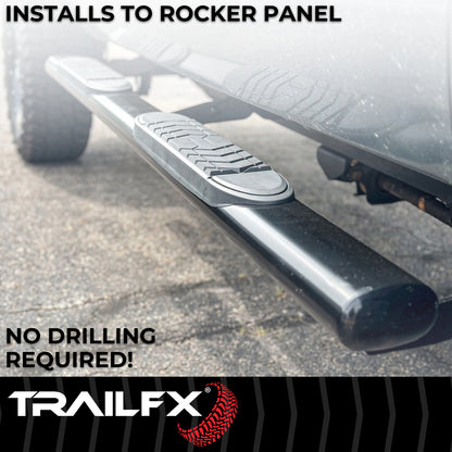 5 Inch Oval Bent Powder Coated Black Steel Rocker Panel Mount by TrailFX
